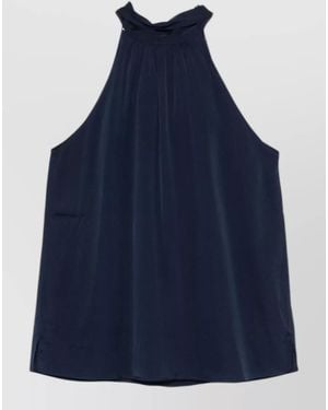 Silk95five Silk Sleeveless High Neck Top - Blue
