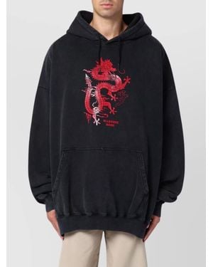 Martine Rose Oversized Hoodie With Front Graphic Print - Blue