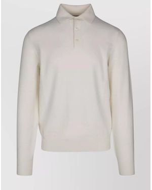Brunello Cucinelli Versatile Polo Shirt With Ribbed Cuffs And Hem - White