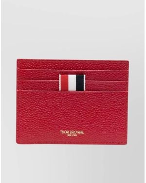 Thom Browne Pebbled Leather Card Holder - Red