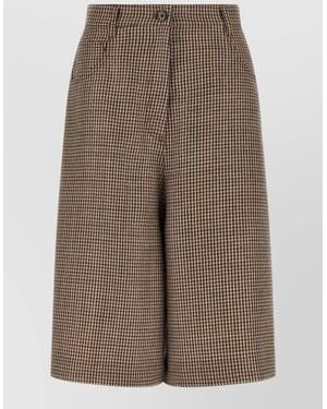 Brunello Cucinelli Prince Wales Lamé High Waist Bermuda Shorts - Brown