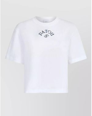 Patou Short Sleeve Crew Neck Nylon Silk Top - White