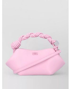 Ganni Bou Mini Shoulder Bag Braided Handle - Pink