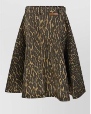Ganni Denim Animal Wrap Midi Skirt Belt - Green