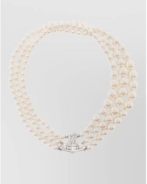 Vivienne Westwood Triple Strand Pearl Beads Layered Necklace - White