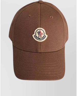 Moncler Cotton Baseball Cap Curved Brim Design - Brown