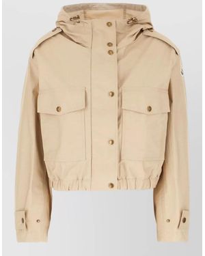 Moncler Carex Hooded Cotton Blend Jacket - Natural