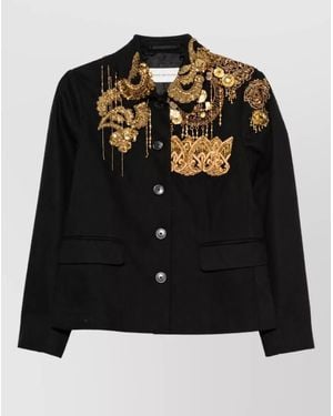 Dries Van Noten Embroidered Cotton Coat - Black