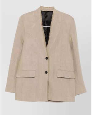 TOTEME Linen Blazer Single Breasted Tailored Jacket - Natural