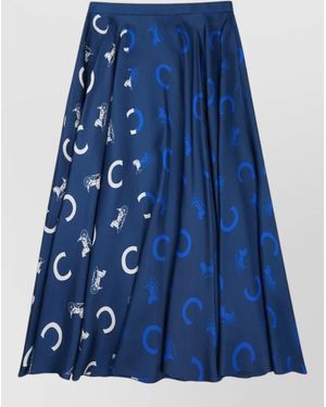 Celine Silk Full Skirt - Blue