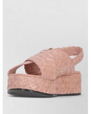 LA ROSE Forli Platform Slides Woven Design - Pink