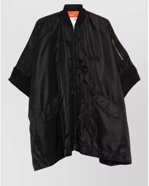 MM6 by Maison Margiela Oversized Nylon Bomber Cape - Black