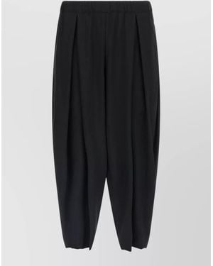 Comme des Garçons Wool Pants Pleated Relaxed Fit Tapered - Black
