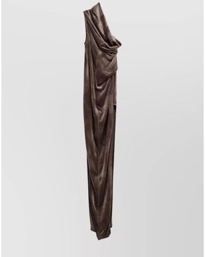 Rick Owens Silk Blend One-Shoulder Asymmetric Draped Maxi Dress - Multicolour
