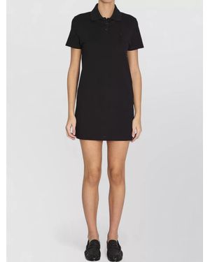 Saint Laurent Cotton Piqué Short-Sleeve Polo Mini Dress - Black