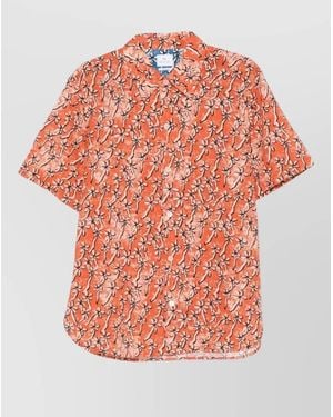 Paul Smith Meadow Floral Cotton Short Sleeve Shirt - Orange