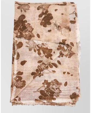 Uma Wang Cotton Floral Print Rectangular Scarf - Natural