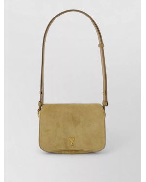 Ami Paris Paris Shoulder Bag Leather Crossbody - White