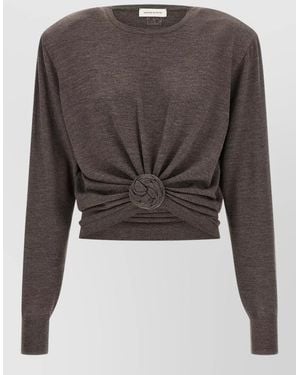 Magda Butrym 31 Jumper Cropped Knotted Detail Round Neck - Grey