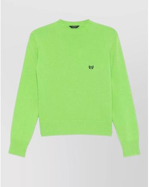 Balenciaga Knit Crew Neck Jumper Long Sleeves - Green