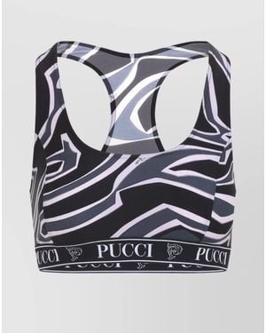 PUCCI Printed Racerback Sports Bra - Blue