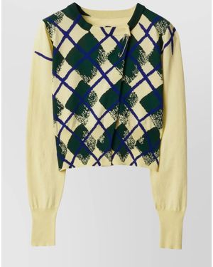 Burberry Cotton Argyle-Intarsia Cropped Jumper - Blue