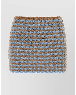 Prada Cotton Two-Tone Crochet Mini Skirt - Blue