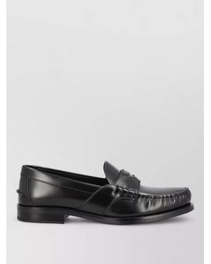 Prada Leather Moc Toe Loafers - Gray