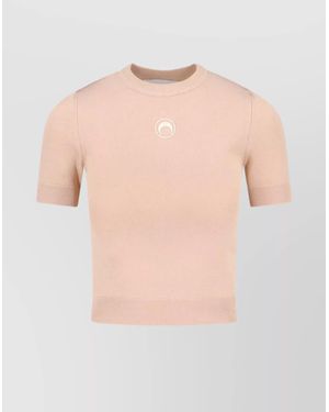 Marine Serre Crewneck Knitted Top - Natural