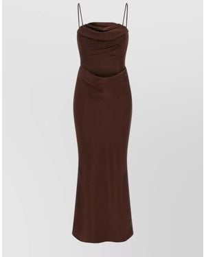 ROTATE BIRGER CHRISTENSEN Corsage Midi Dress Cowl Neck Bodycon - Brown