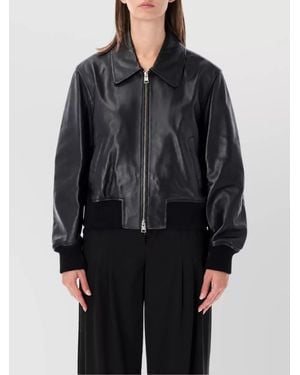Ami Paris Leather Zipped Jacket - Black