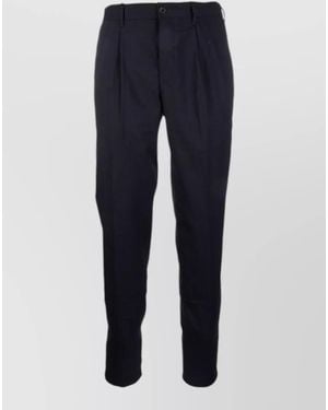 Incotex Tailored Trousers Belt Loops Back Pockets Pleats - Blue