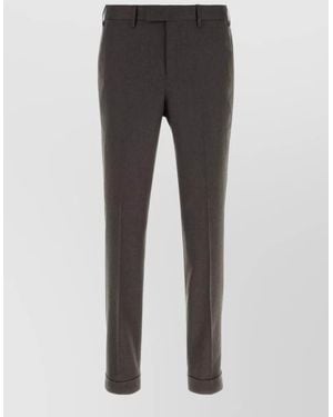 PT Torino Stretch Wool Tailored Pleated Cuffed Trousers - Grey