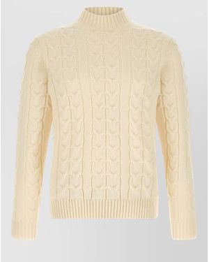 Zanone Virgin Wool Cable Knit Turtleneck Jumper - Natural