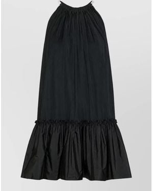Max Mara Silk Pleated Halterneck Sleeveless Mini Dress - Black