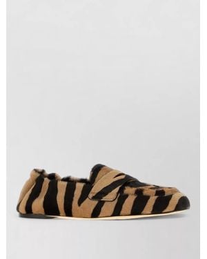 Stuart Weitzman Animal Print Calf Hair Bryant Loafers - White