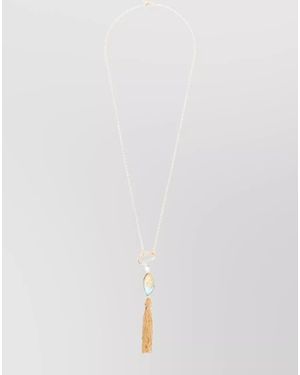 forte_forte Glass Bead Tassel Necklace - White