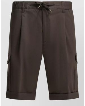 Herno Cotton Cargo Shorts Belt Loops Pockets - Grey