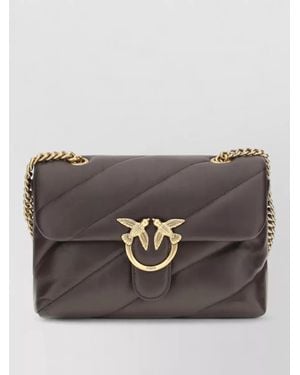 Pinko Love Puff Shoulder Bag Chain Strap Quilted - Gray