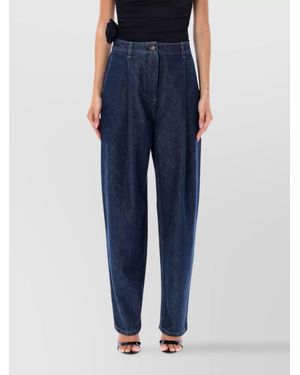 Magda Butrym Denim Pleated Wide-Leg Trousers - Blue