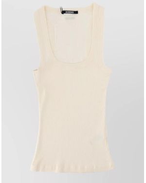 Jacquemus Ribbed Scoop Neck Sleeveless Lounge Top - Natural