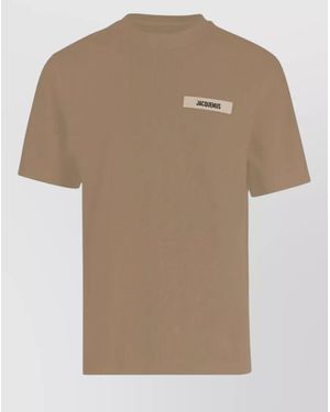 Jacquemus Cotton Ribbed Crew Neck Short Sleeve T-Shirt - Natural