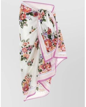 Dolce & Gabbana Cotton Floral-Print Sarong Skirt - White