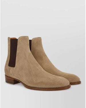 Saint Laurent Suede Chelsea Boots - Natural