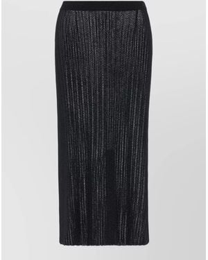 Maison Margiela Ribbed Knit Midi Skirt - Black
