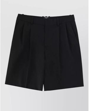 Balmain Wool Shorts Tailored Pleats Belt Loops - Black