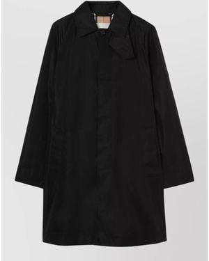 Burberry Long Raincoat Raglan Sleeves Check Collar - Black