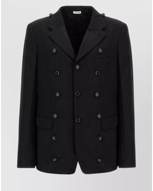 Comme des Garçons Wool Double Layer Double Breasted Coat - Black