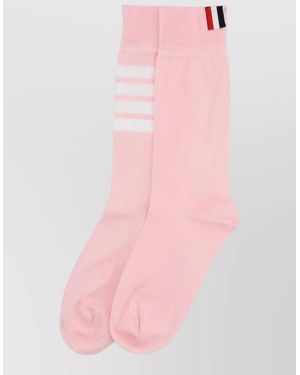 Thom Browne Lingerie Mid Calf Length Ribbed Cuff Stripes - Pink