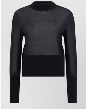 FRAME Lightweight Knit Jumper Sheer Textured Band - Blue